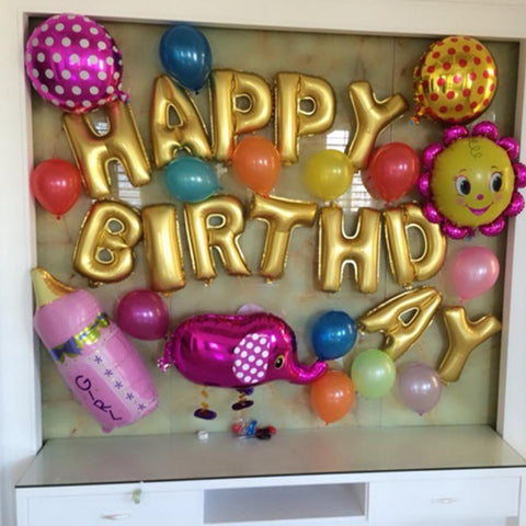 Birthday Alphabet Golden Aluminium Balloon-Home-Shoppy