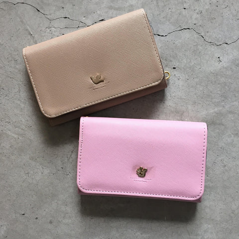 Dove Beige Squirrel Pink Leather Korean Wallet-Shoppy