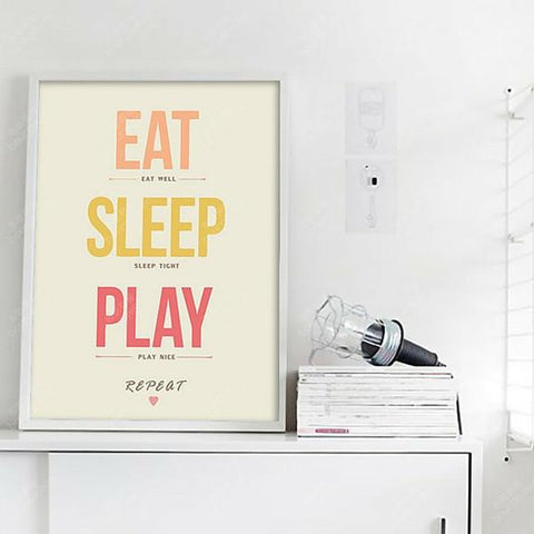 Eat Sleep Play Minimalistic Framed Print-Shoppy
