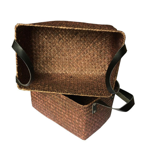 Hand-woven Straw Basket with Handle-Home-Shoppy