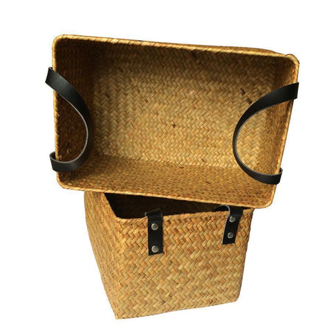 Hand-woven Straw Basket with Handle-Home-Shoppy