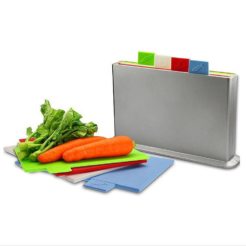 Joseph Joseph Silver Large Index Color-Coded Cutting Board Set