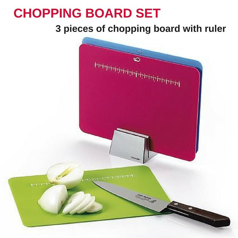 Shoppy 3-Coloured Chopping Board with Ruler | Shoppy