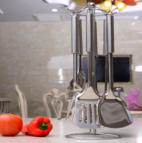 Stainless Steel Kitchen ware with Rack (7pcs)-Home-Shoppy