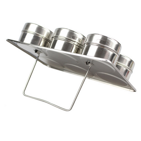 Stainless Steel Magnetic Spice Containers with Rack (7pcs)-Kitchen-Shoppy